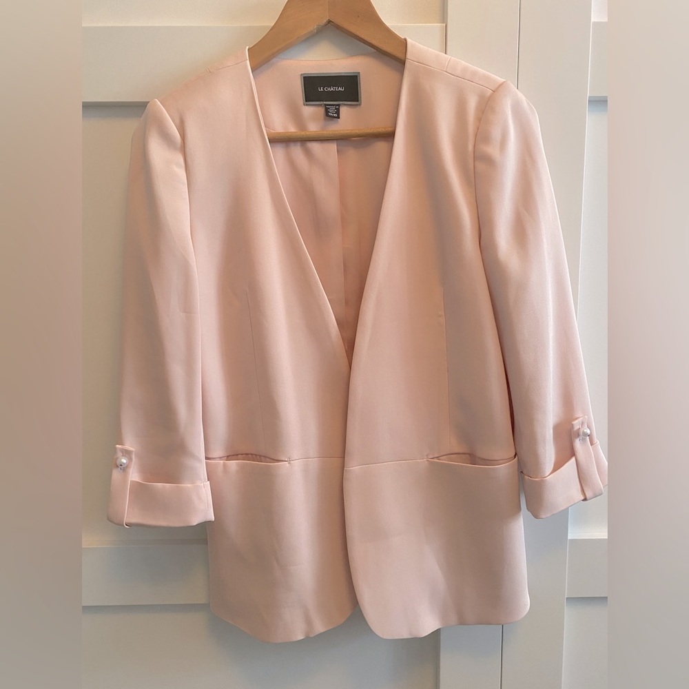 Light Pink Open Front Blazer by Le Chateau
